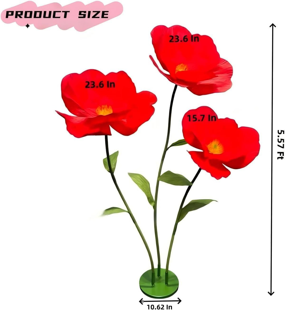 5.57 Ft Giant Artificial Flowers,Large Paper Flower,Adjustable Waterproof Fak...