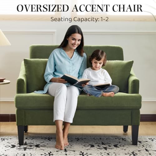 Bezseller 41'' Upholstered Oversized Accent Chairs Set of 2, Green
