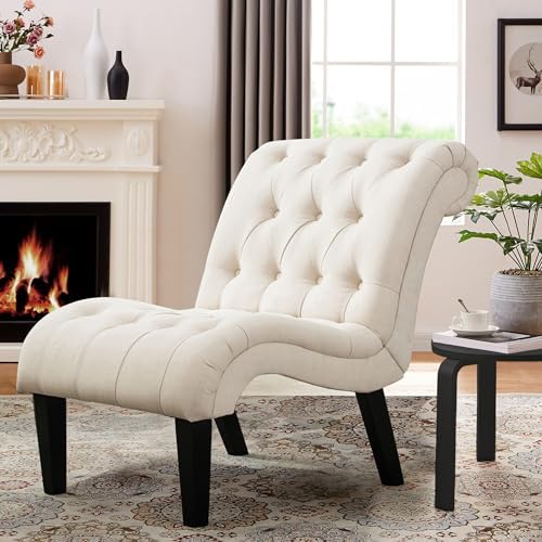 Mid Century Modern Accent Chair, Upholstered Button Tufted Chair