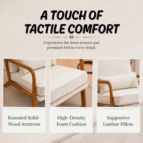 Karl home Mid-Century Modern Accent Reading Chair, Beige