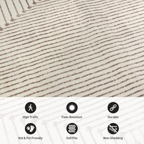 Rugshop Abstract Line Pattern Neutral Decor Area Rug Beige 7' 10" x ...