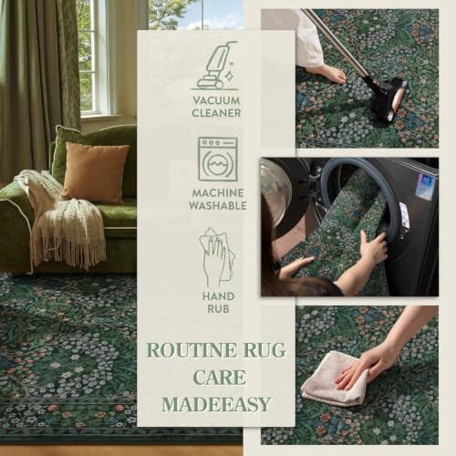Lahome Dark Green Area Rugs 8x10, Soft 8x10 Washable Rugs for Living Room