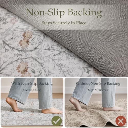 JOLLYVOGUE 8x10 Area Rugs for Living Room, Washable Rug, Beige