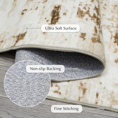 FMFUNCTEX 7x9 Washable Brown Beige Modern Abstract Living Room Area Rug