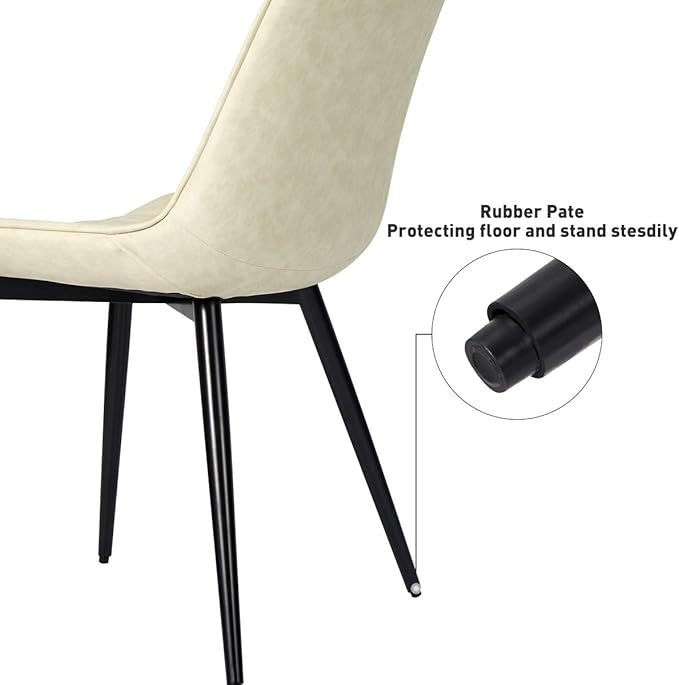 Faux Leather Dining Chairs Set of 2 Mid Century Modern Leisure Upholstered Ch...