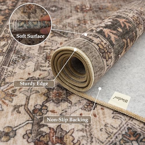 Washable 9x12 Area Rug, Vintage Non-Slip Large Rugs for Living Room