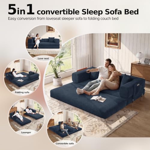 MoonSpeak 78.8'' Futon Sofa Bed, Boneless Couches for Living Room