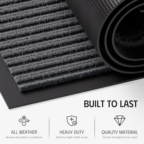 Front Door Mat, 3' x 5' Heavy Duty Door Mat Outside Entrance, Non-Sli...