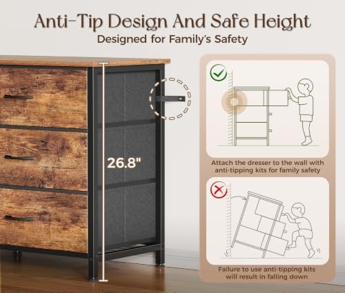 Huuger 78.7 Inch Long Dresser for Bedroom, 12 Drawer Dresser for Closet