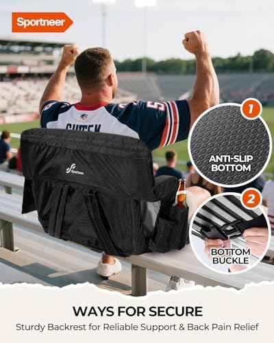 Sportneer Stadium Seats with Back Support: 2.5'' Thick Comfy Cushion ...