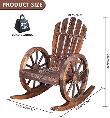 Outvita Adirondack Rocking Chair Set of 2, Carbonized Wood Wagon Rocker