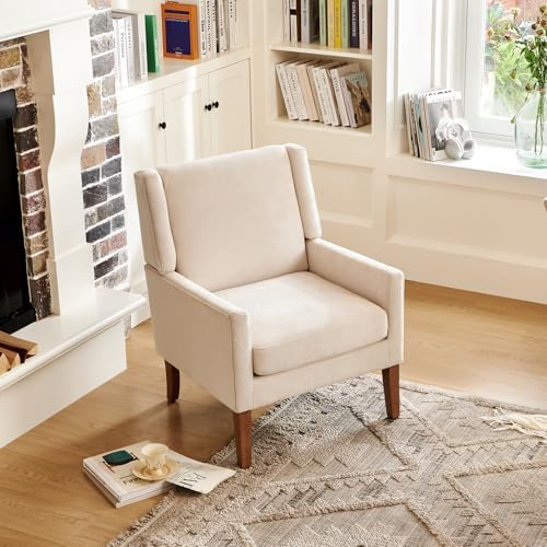 COLAMY Modern Wingback Living Room Chair, Upholstered Fabric Accent Armchair,...