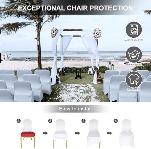 Trlyc White Spandex Chair Covers 100 Pcs for Wedding Party