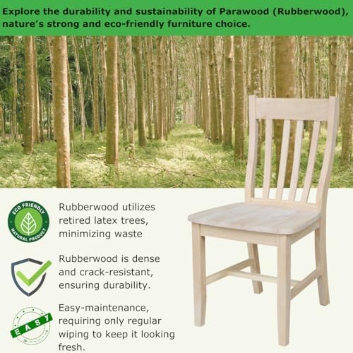 IC International Concepts Set of 2 Cafe Solid Wood Chairs, Unfinished
