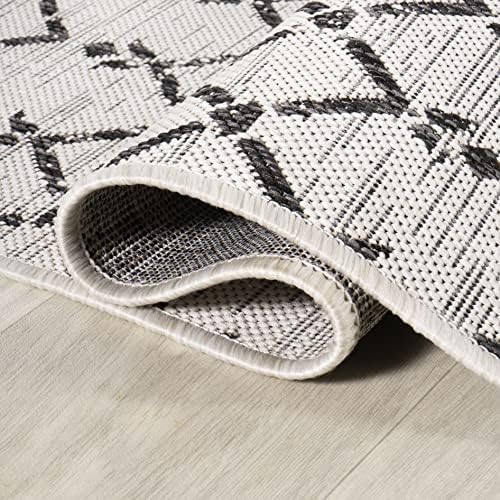 JONATHAN Y Moroccan Geometric Indoor Outdoor Area Rug 8X10 Cream/Black, Ourik...