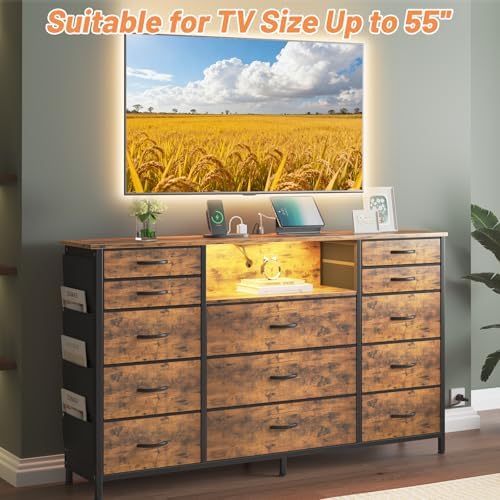 HCHQHS Dresser for Bedroom with 13 Drawers, 47 Inch Fabric Dresser
