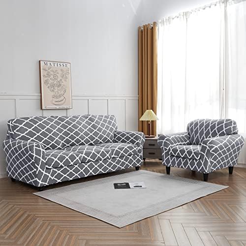 SearchI Stretch Sofa Cover Printed Couch Covers, Floral Pattern 2 Piece Armch...