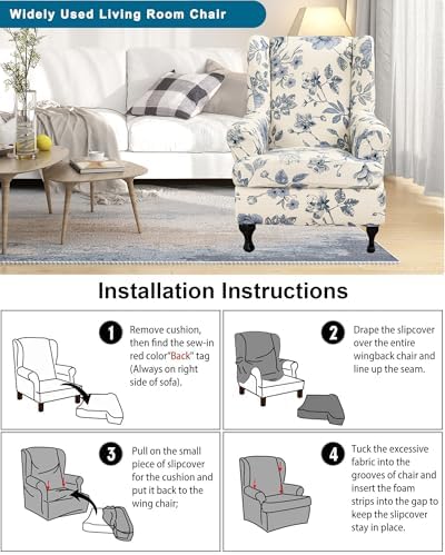 CRFATOP Wingback Chair Covers Stretch Armchair Slipcovers for Living Room