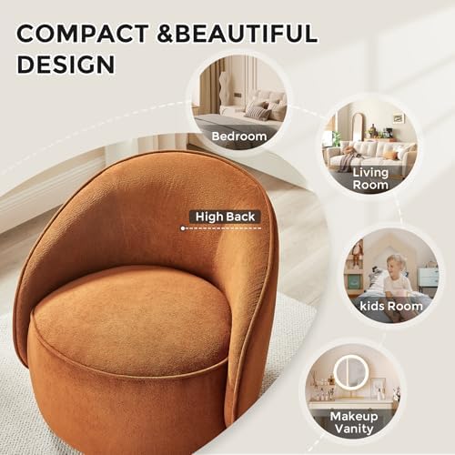 32" W Swivel Barrel Chair Set of 2, 360° Comfy Chenille Curry