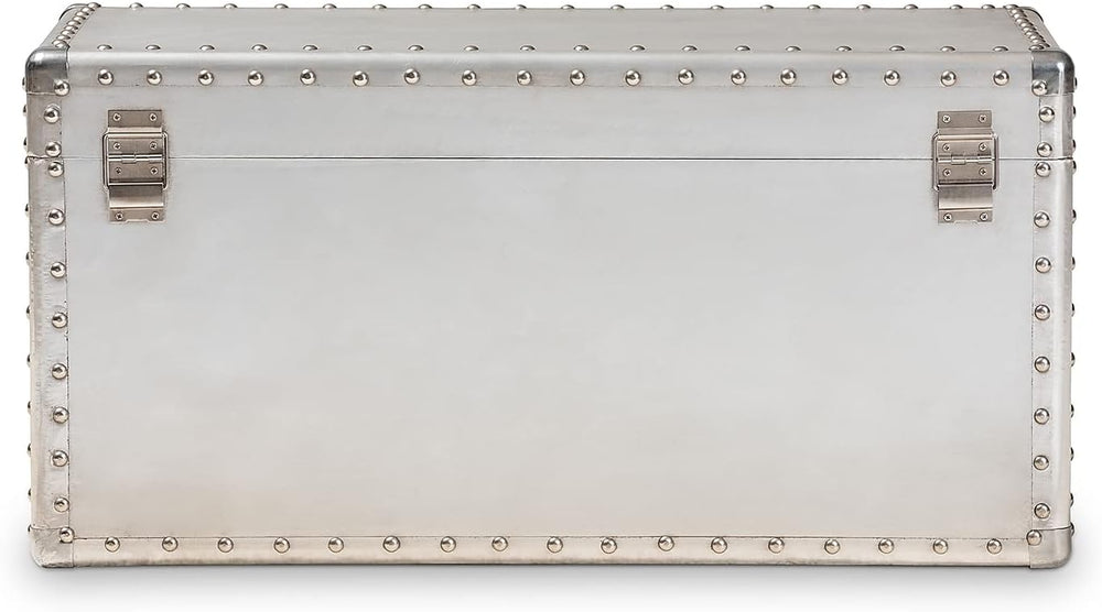 Baxton Studio Serge 13.98-inch High Storage Trunk, Silver
