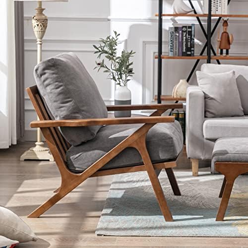 chairus Mid-Century Modern Accent Chair, Comfy Upholstered Lounge Armchair wi...
