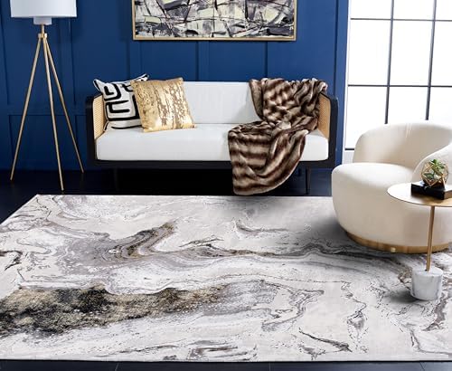 SAFAVIEH Amelia Collection Area Rug - 10' x 14', Grey & Gold, Mod...