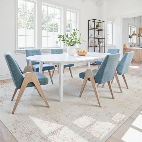 9x12 Washable Area Rug for Living Room Bedroom: Non-Slip Modern Beige White