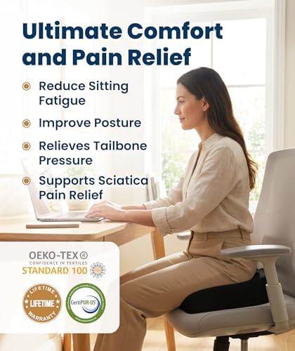 Everlasting Comfort Doctor Recommended Memory Foam Seat Cushion for Office Ch...