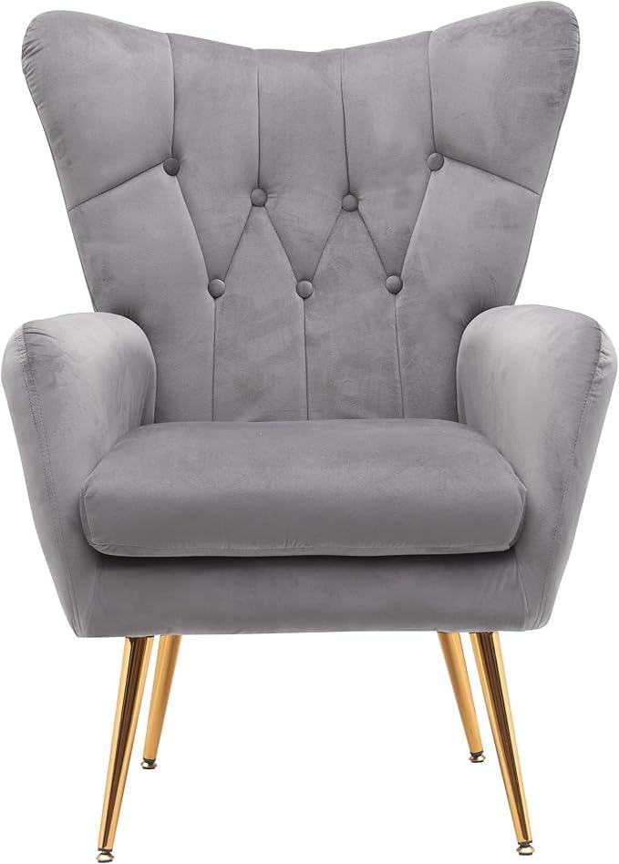 Container Furniture Direct Modern Chic Mid-Century Velvet Accent Armchair for...
