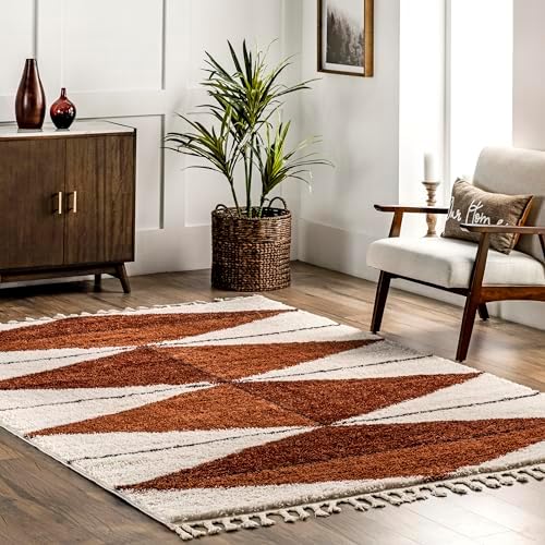 nuLOOM Kali Rust Diamond Power Loomed Area Rug, 4' x 6'
