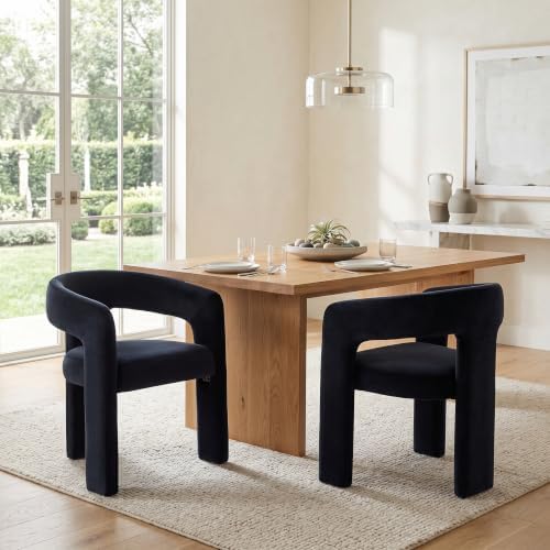 VESCASA Velvet Barrel Dining Chair with Open-Back, Upholstered Modern Accent ...