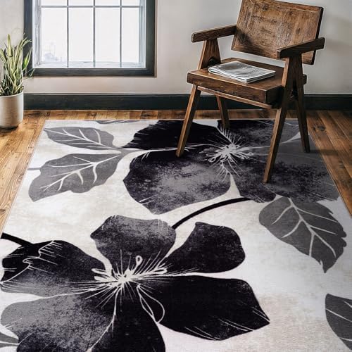 CAMILSON Solana Modern Floral 6'7" x 9'0" Area Rugs Non-Ski...