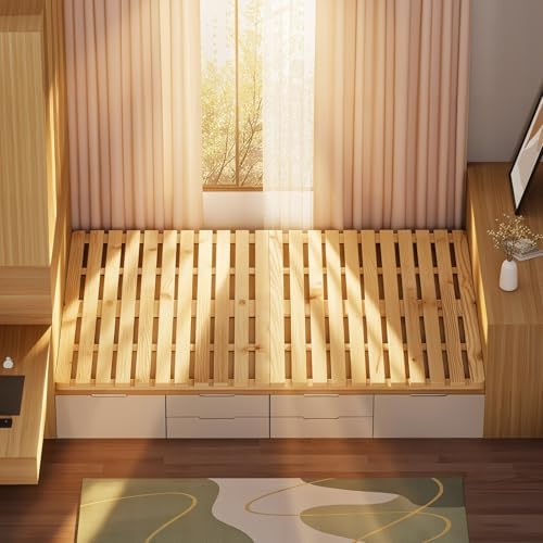 Floor Bed Frame, Foldable Japanese Tatami Bed Frame for Futon Mattress
