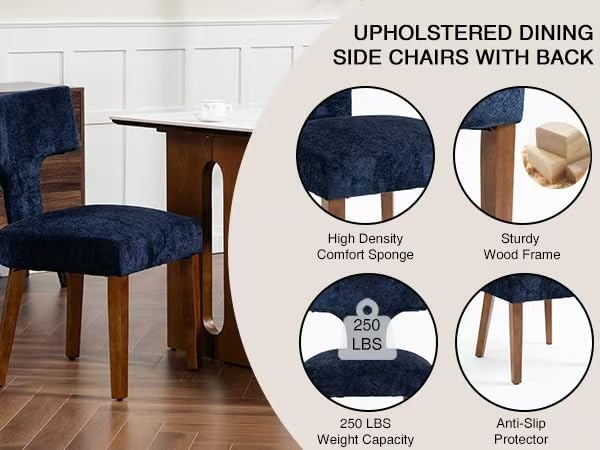 Soft Padded Dining Chairs Set of 4, Modern Farmhouse Upholstered Chairs with ...
