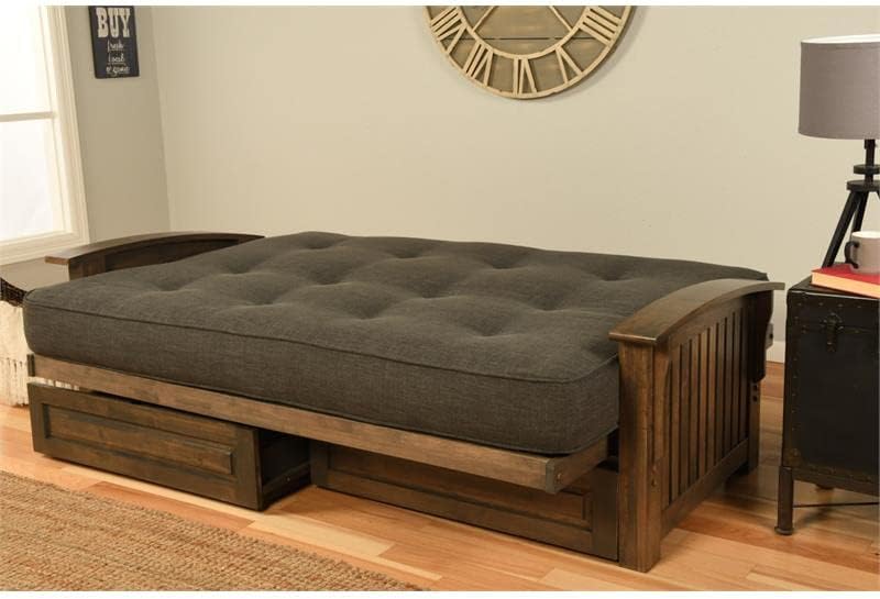 Kodiak Furniture Washington Queen Size Futon Frame only with Storage Drawers ...