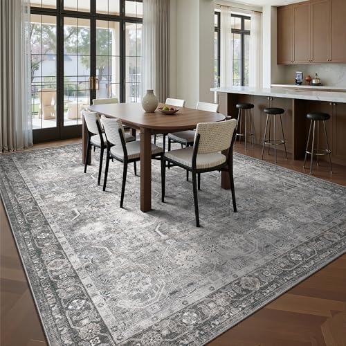 8x10 Area Rugs, Soft Non Slip Low Pile Washable Rug, Boho Modern Rug for Livi...