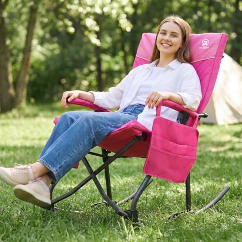 EVER ADVANCED Oversized Folding Rocking Camping Chair, Padded