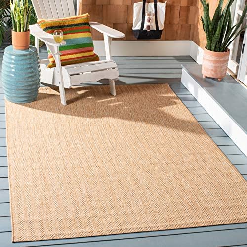 SAFAVIEH Courtyard Outdoor Area Rug 5'3"x7'7", Natural &...