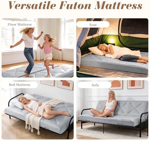 MABOZOO Foldable 6'' Full Size Futon Mattress, Dual-Sided Foam Design...