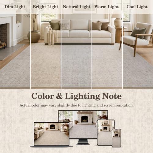 AMOAMI 8x10 Large Area Rug for Living Room, Non-Slip Machine Washable Soft Lo...