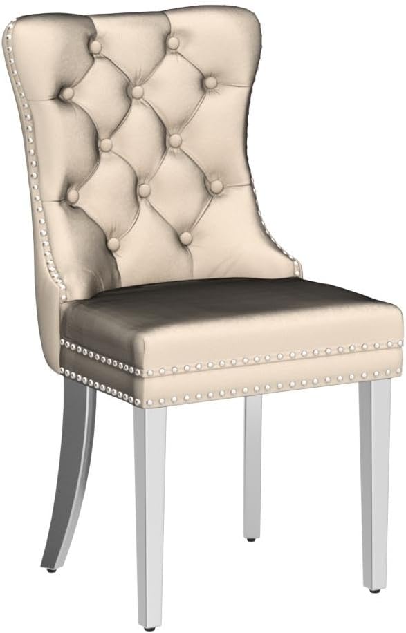 KCC Velvet Dining Chairs Set of 2, Upholstered High-end Tufted Dining Room Ch...