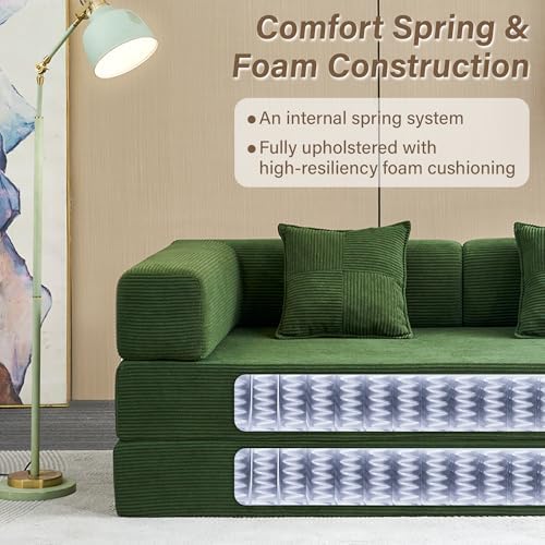 Convertible Futon Sofa Bed - Boneless Couch for Living Room with High Backres...