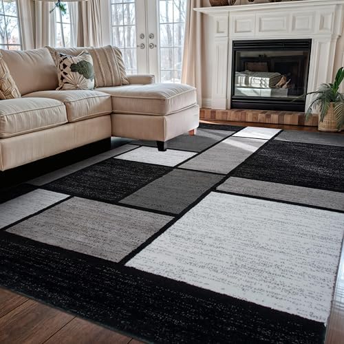 Rugshop Modern Boxes Contemporary Non-Shedding Area Rug Gray 5'3" x ...