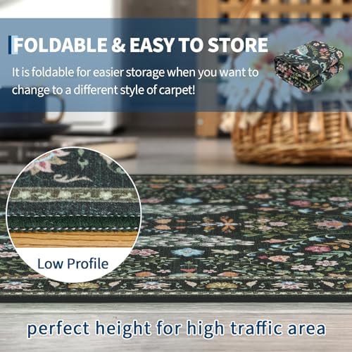 Garvee Area Rug 10x13 Washable Rugs for Living Room Floral Peacock Printed