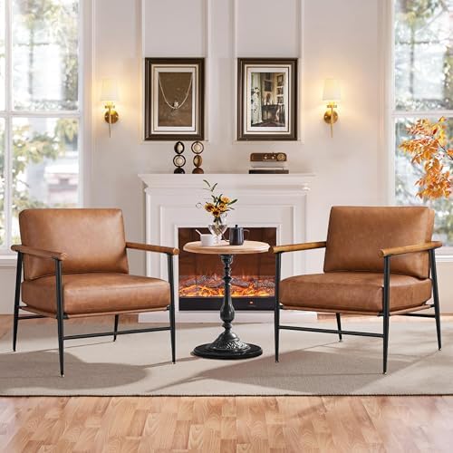 Yaheetech Accent Chair, Modern Living Room Chair, Retro Brown
