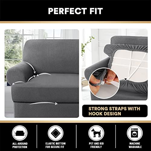 PrinceDeco T Cushion Loveseat Slipcover 3 Pieces Sofa Covers for T Cushion So...