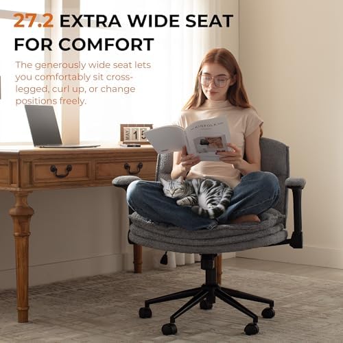 Dowinx Criss Cross Chair with Adjustable Flip-up Arms and Wheels, Comfort Erg...