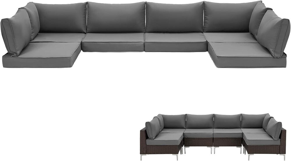 HOMREST 4" Thick Outdoor Replacement Cushions, Water-Resistant Patio Sea...