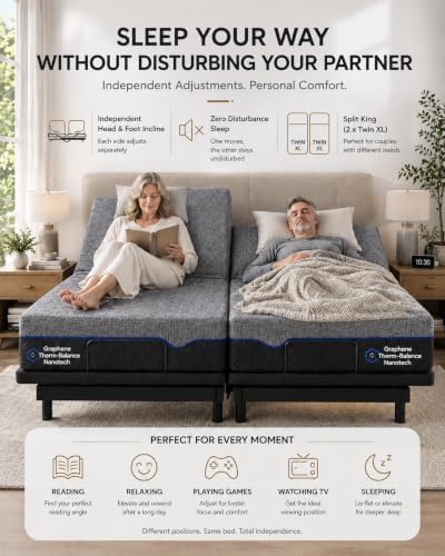 Marsail Adjustable Bed Frame Full with Mattress Set, Adjustable Bed Base