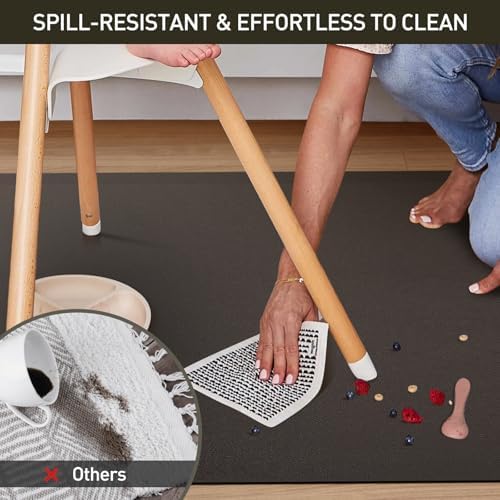 Area Floor Mat for Home, 5'×7' Large Black Waterproof Vinyl Area Rug